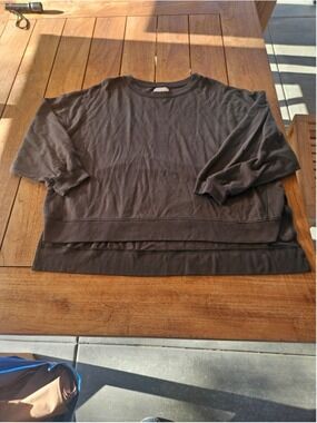 Found Los Angeles Oversized High-Low Crewneck Sweatshirt Olive Green Small